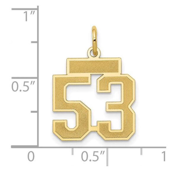14k Yellow Gold, Jersey Collection, Small Number 53 Pendant